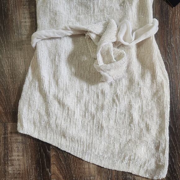 Retrofete Ella Sequin Dress in Moonglow White One Shoulder Size XXS NWT - Picture 5 of 11